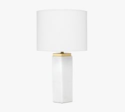 Ketch Marble Hexagon 16.5"Table Lamp, White