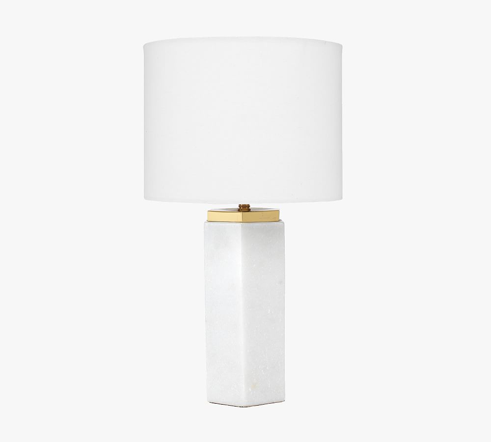 Ketch Marble Hexagon 16.5"Table Lamp, White