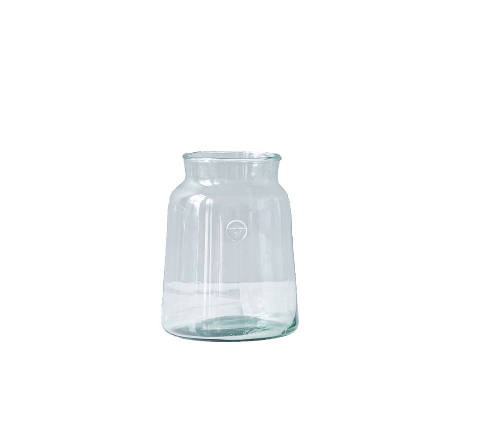 Recycled Glass Mason Jar Vase with Bee Stamp, medium
