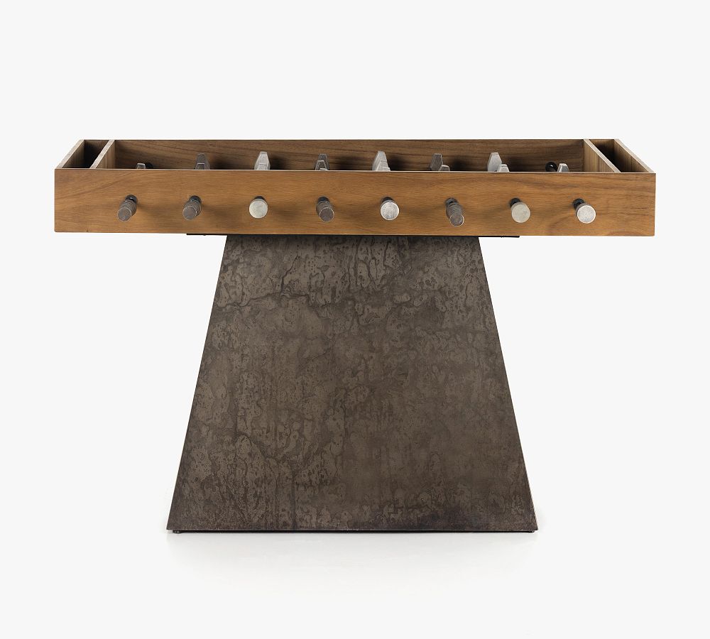 Natural Brown Guanacaste Wood and Iron Foosball Table