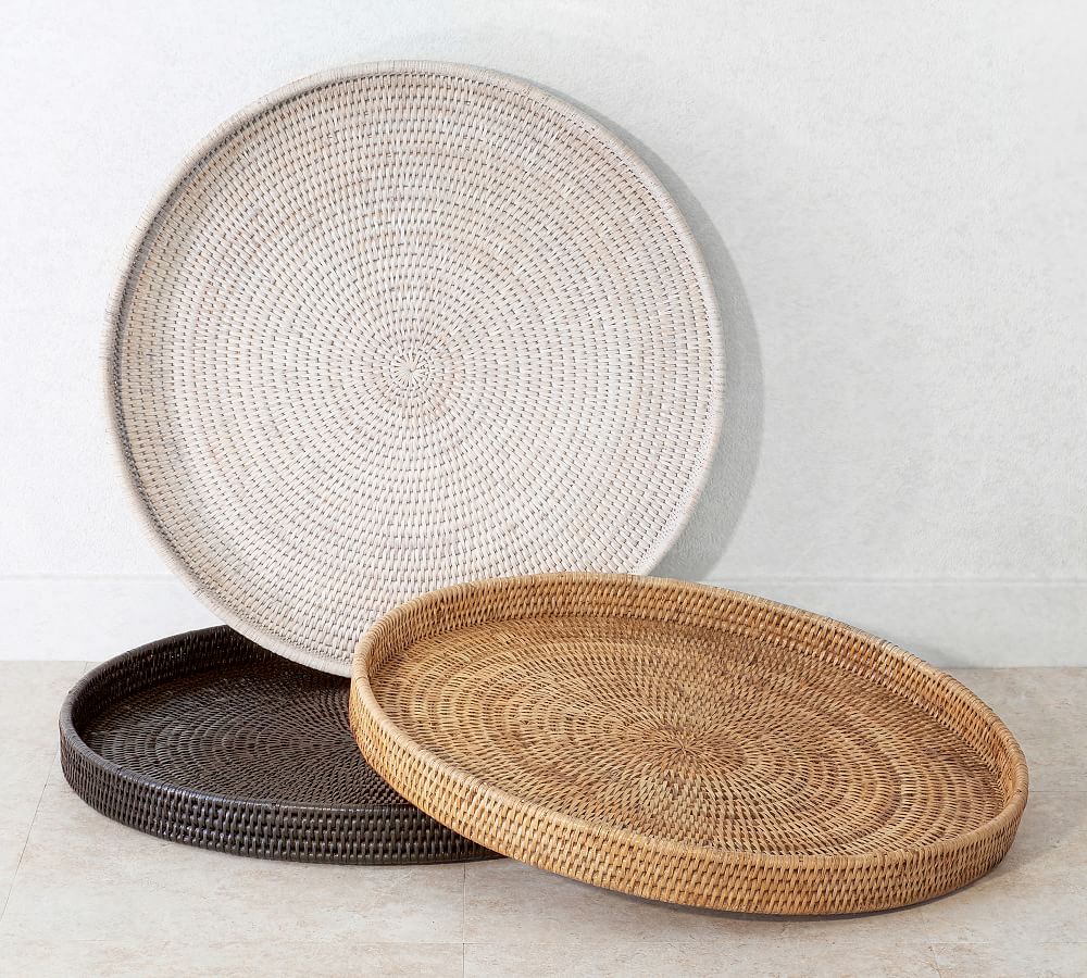 Tava Handwoven Rattan Round Serving Tray