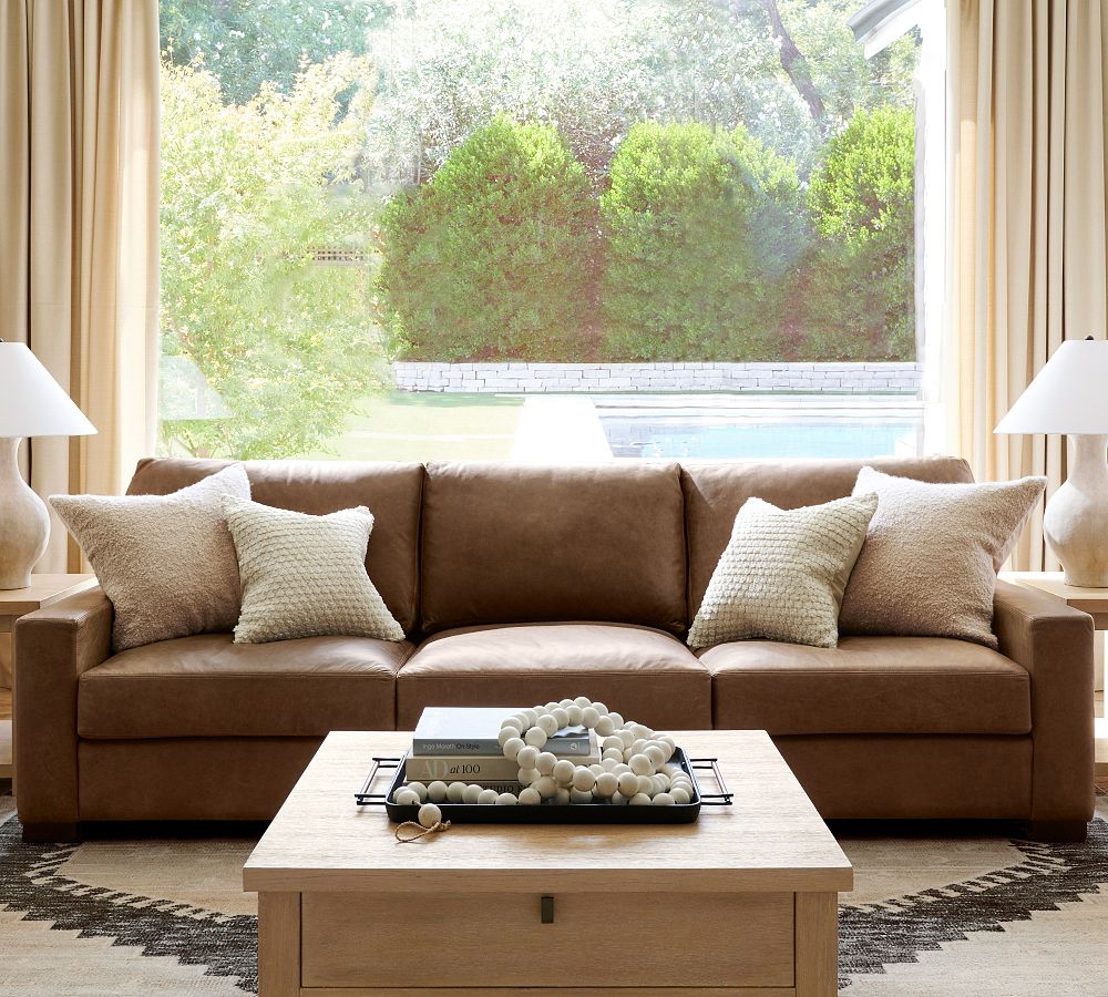 Turner Square Arm Leather Sofa - Pottery Barn