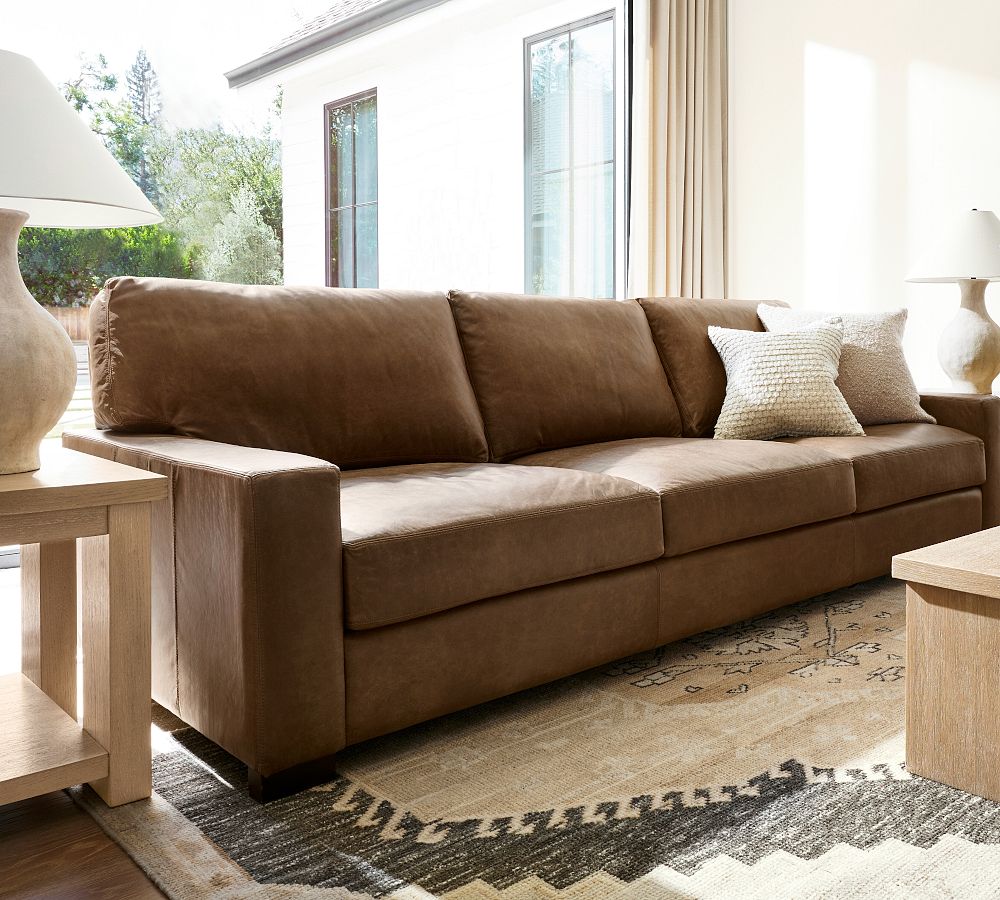 Turner Square Arm Leather Sofa - Pottery Barn