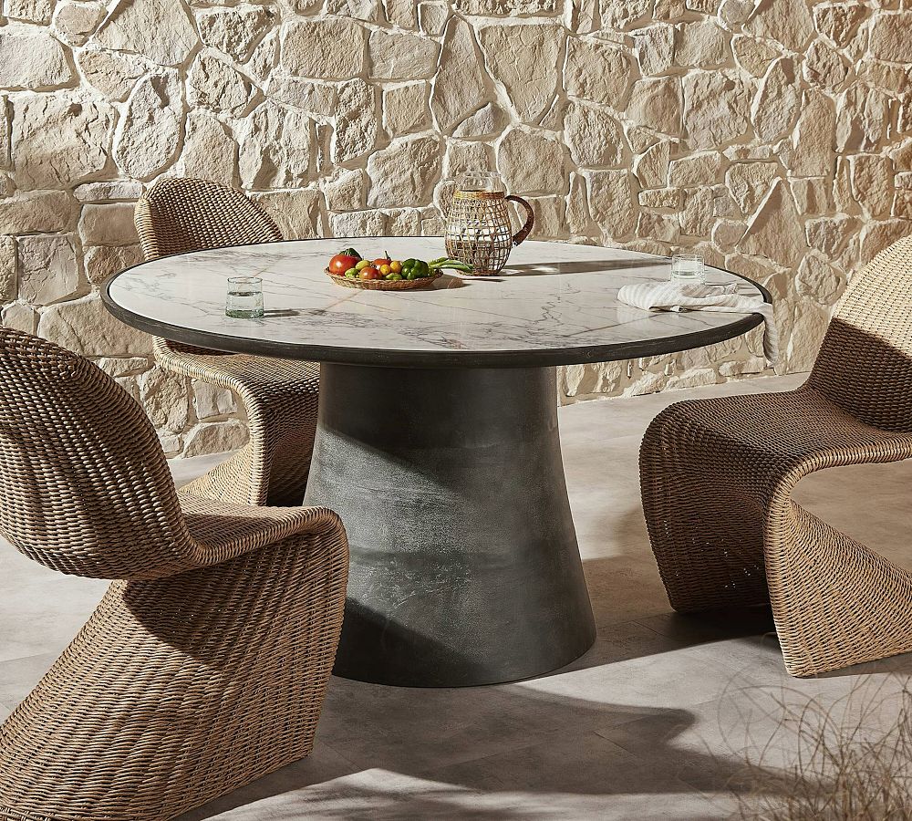 Darlyn Marble Round Outdoor Dining Table (42 - 55&quot;)