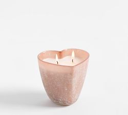 Frosted Glass Heart Candle - Rose Peony