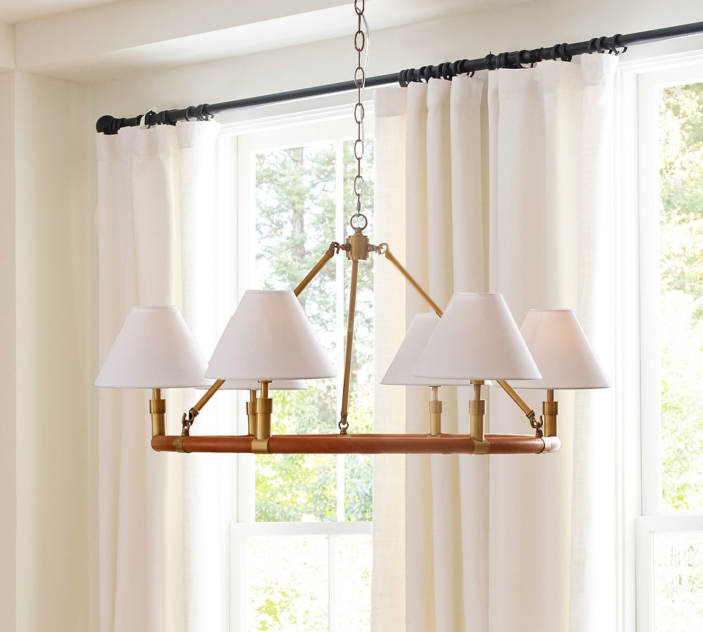 Chambers Leather Round Chandelier 36" - Elegant Lighting