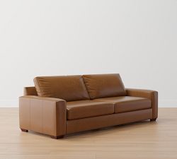 Big Sur Square Arm Leather Sofa (76&quot;-105&quot;)