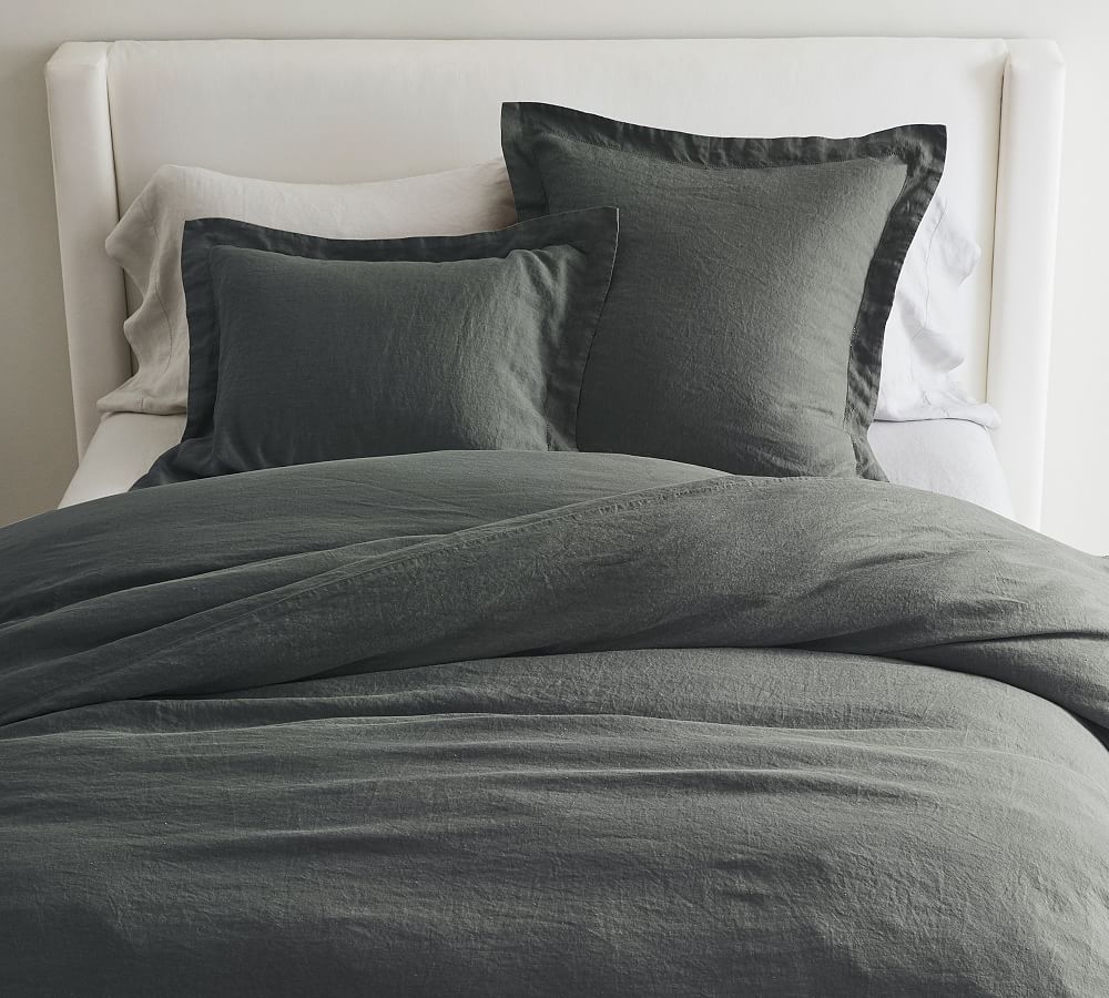 Belgian Flax Linen Duvet Cover- King in color Charcoal