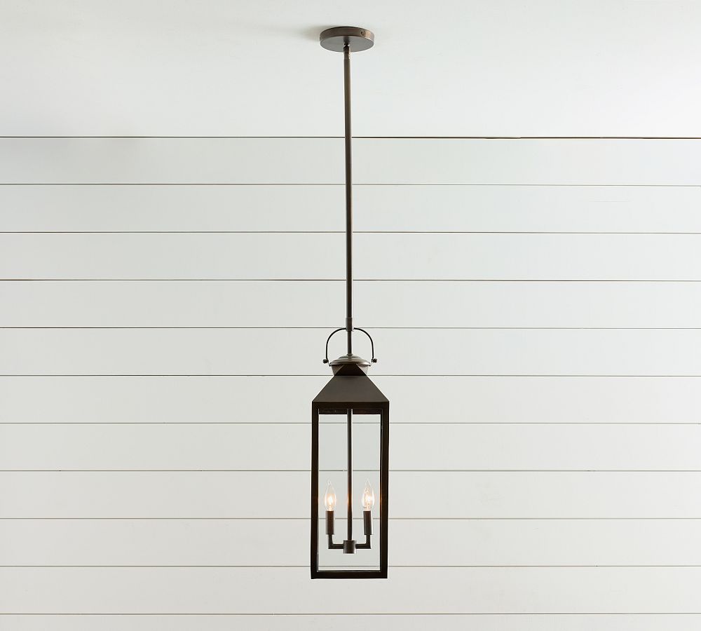 Roman Outdoor Rectangular Recycled Glass Pendant (14&quot;)