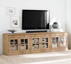 Livingston Media Console with Glass Cabinets (105'')