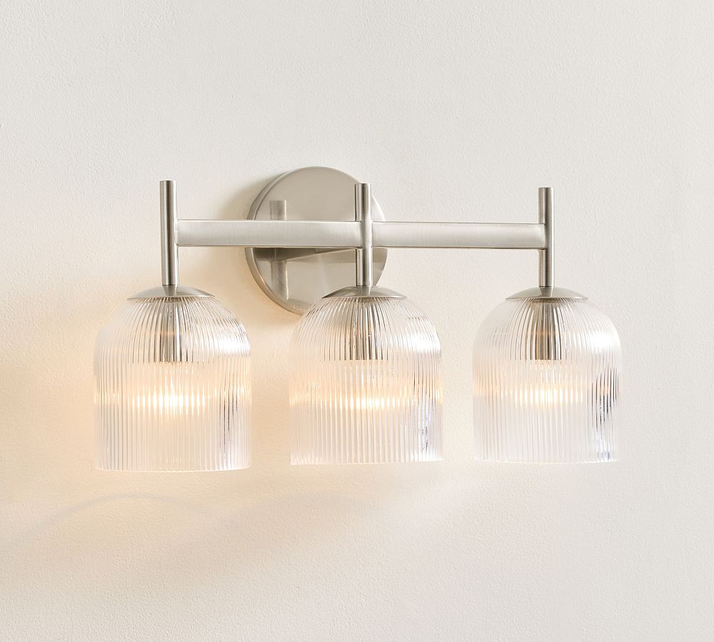 Cooper Ribbed Glass Triple Sconce - 17"