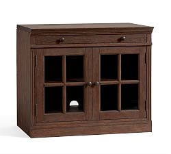 Livingston 35" Glass Door Cabinet with Top, Brown Wash