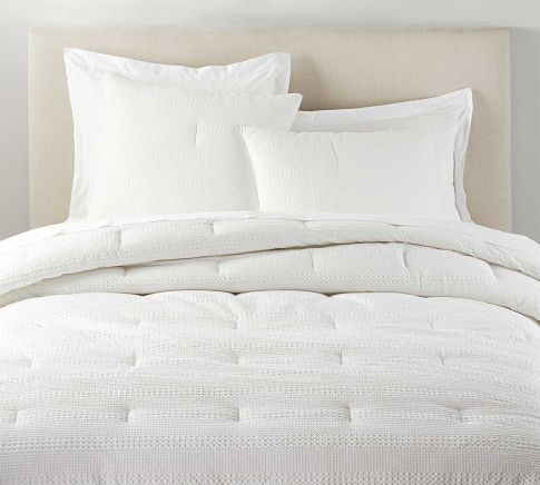 Honeycomb Cotton Comforter, Single/Single XL, White