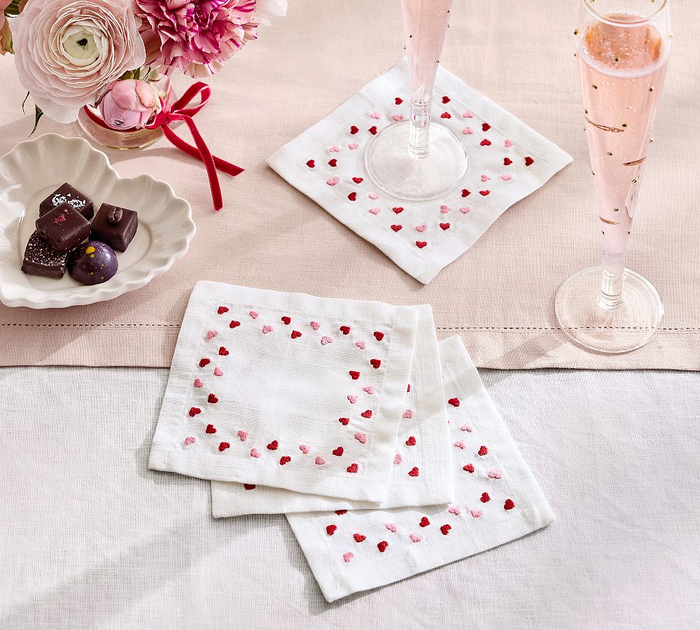 Confetti Heart Cotton Cocktail Coasters - Set of 4