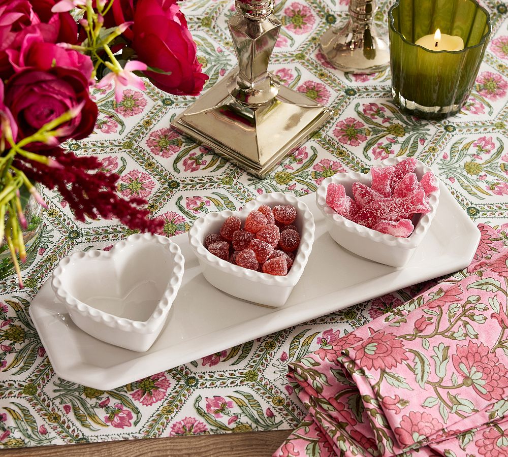Heirloom Scalloped Heart Stoneware Multi Condiment Server
