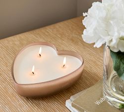 Frosted Glass Heart Candle - Rose Peony