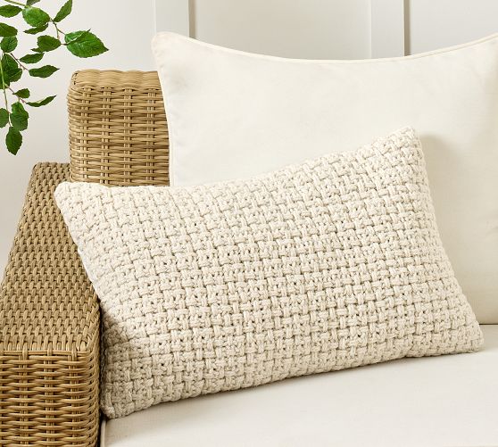 Basketweave Outdoor Lumbar Pillow