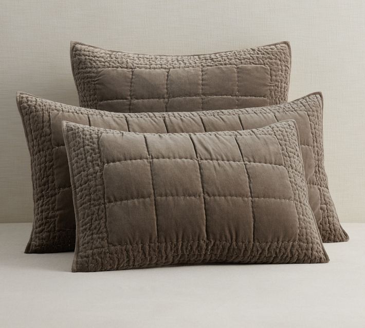 Velvet Handcrafted Box Stitch Quilted Sham (2) popular