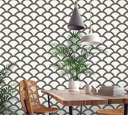 Mosaic Scallop Black/Cream Removable Wallpaper
