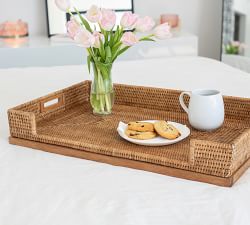 Tava Handwoven Rattan Serving Tray with Stand