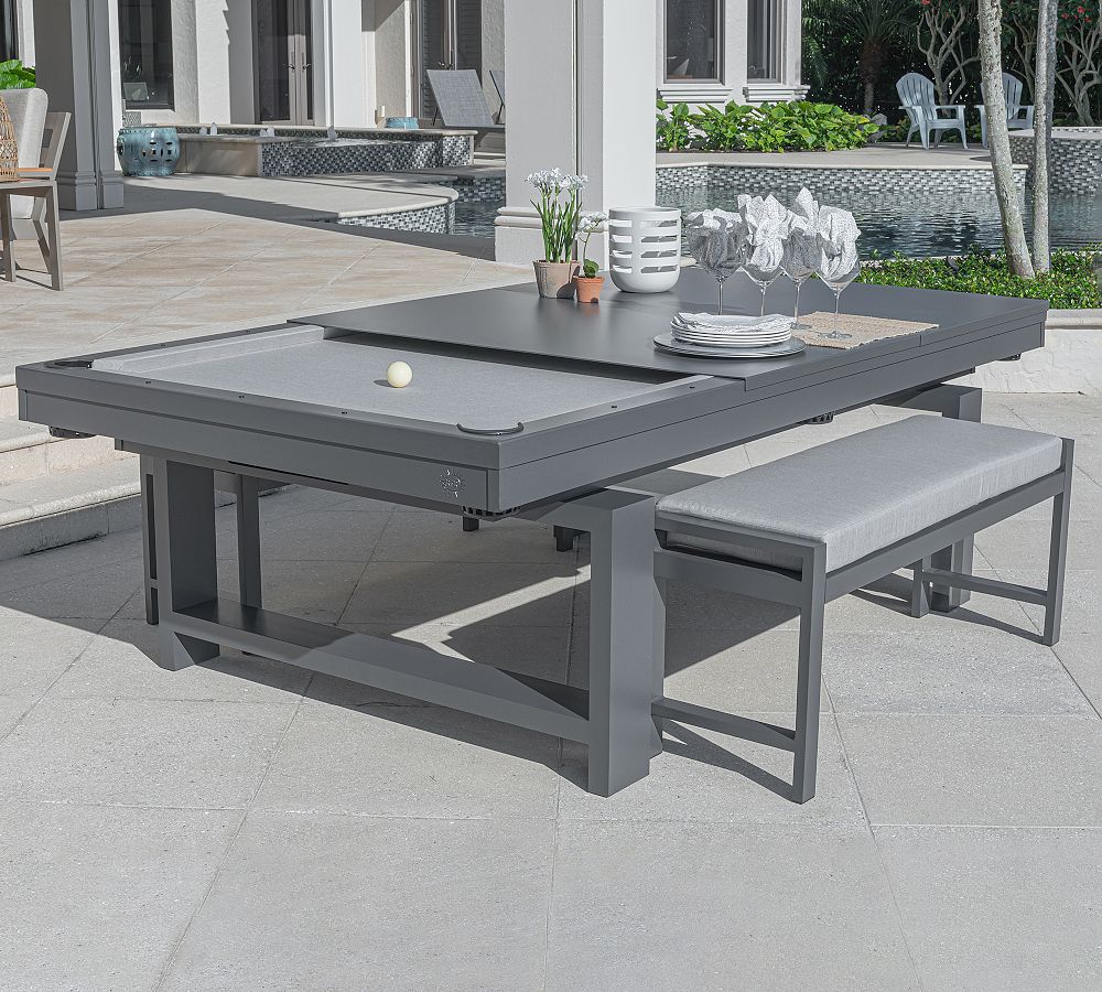 Indio Metal Convertible Outdoor Pool &amp; Dining Table Set (98&quot;)