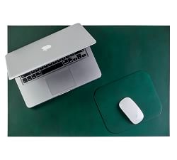 Leather Blotter And Mouse Pad Set, Tan/Dark Green