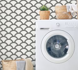 Mosaic Scallop Black/Cream Removable Wallpaper
