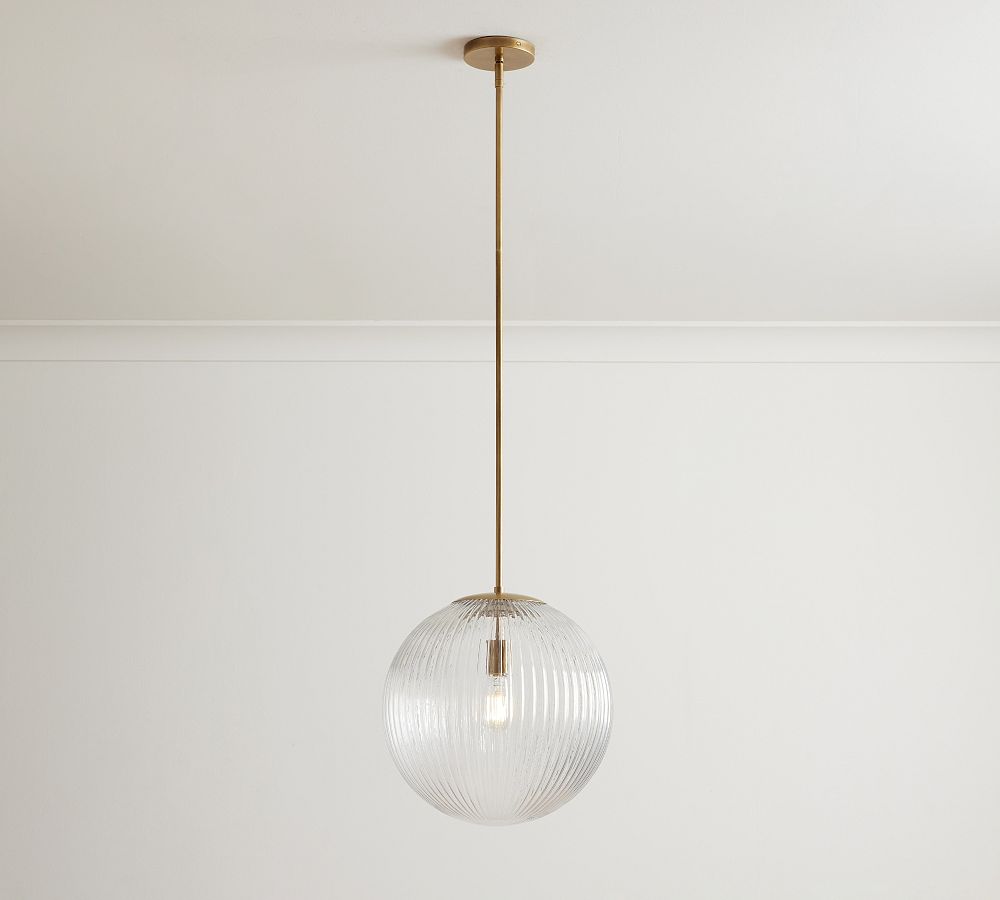 Cooper Ribbed Glass Globe Pendant (16&quot;)
