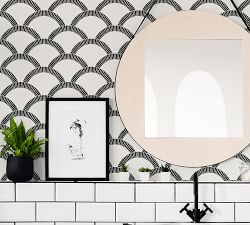 Mosaic Scallop Black/Cream Removable Wallpaper