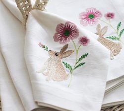 Spring Garden Cotton Embroidered Napkins - Set of 4