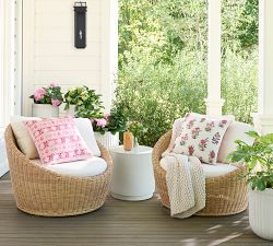 Huntington Wicker Swivel Papasan Outdoor Lounge Chair