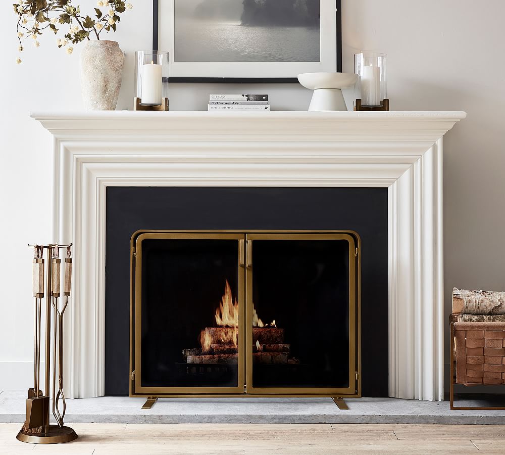 Vail Mesh Fireplace Screen with Doors