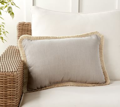 Sunbrella® Solid Fringe Outdoor Lumbar Pillow