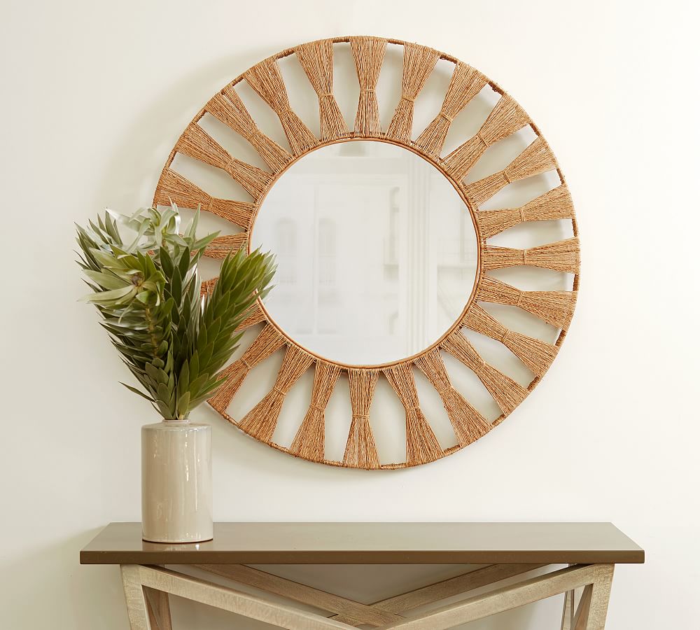 Laguna Jute Round Mirror, 40&quot; x 40&quot;