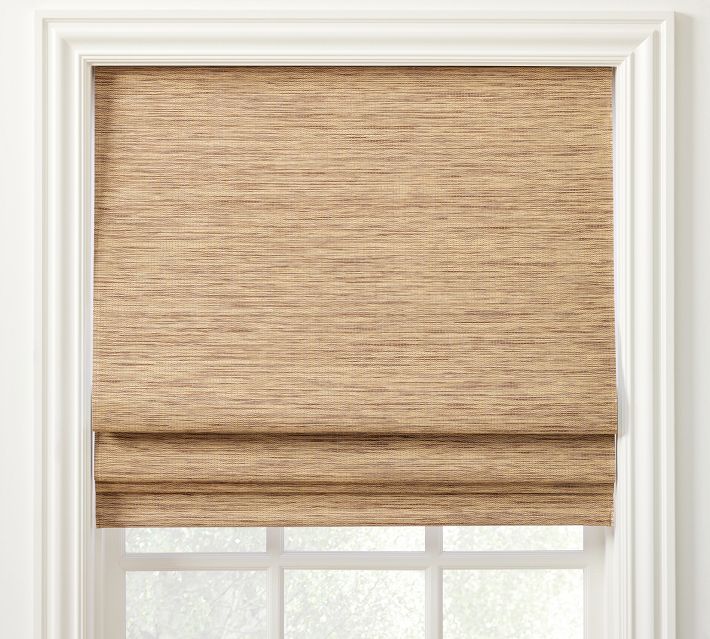 Custom Sutton Natural Blackout Roman Shade Pottery Barn
