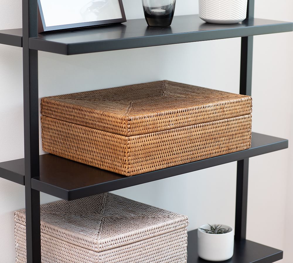 Tava Handwoven Rattan Flat Legal File Storage Box With Lid