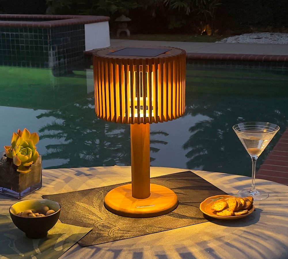 Solar Tabletop Teak  Lantern