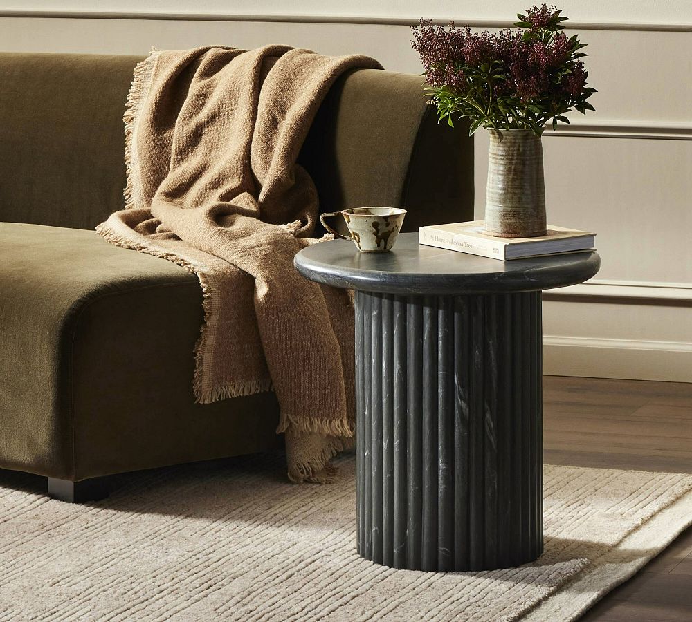 Dusky Round Marble End Table (20&quot;)