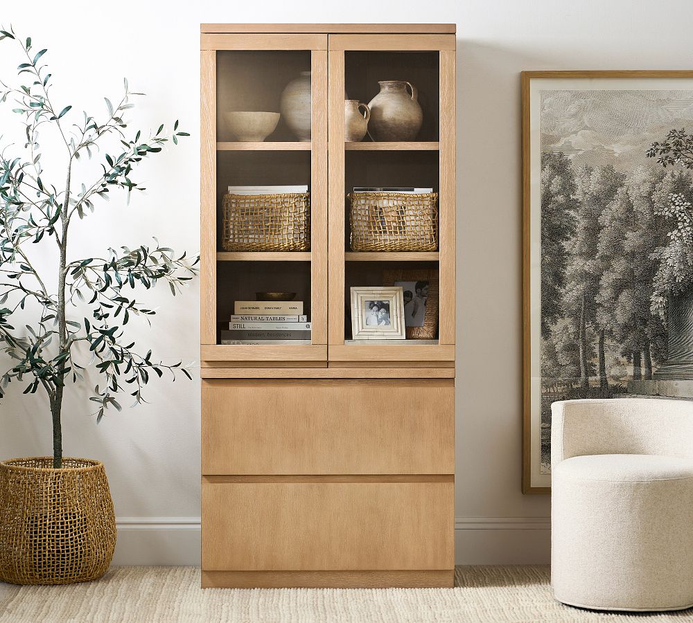Pacific Glass Hutch with File Cabinet (34&quot;)