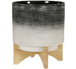 Ariana Ceramic Planter on Wooden Stand