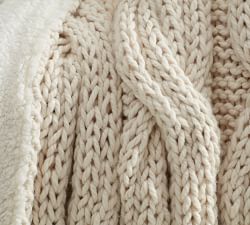 Alpine Handknit Cable Sherpa Back Throw