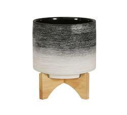 Ariana Ceramic Planter on Wooden Stand