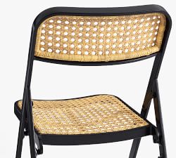 Leucadia Metal &amp; Cane Folding Outdoor Side Chair