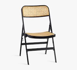 Leucadia Metal &amp; Cane Folding Outdoor Side Chair