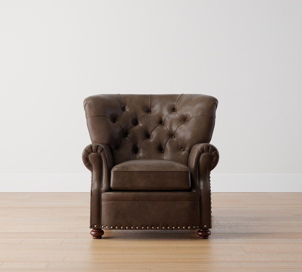 Open Box: Lansing Tufted Leather Chair with Nailheads