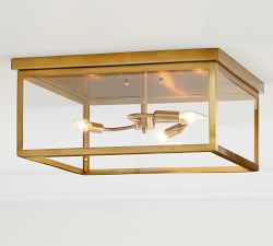 Manor Outdoor Glass &amp; Iron Flush Mount (13&quot;-20&quot;)
