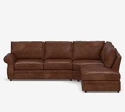 Pearce Roll Arm Leather 3-Piece Bumper Sectional (125&quot;)