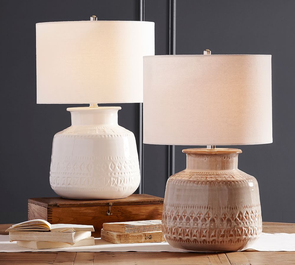 Emma Ceramic Round Table Lamp (20&quot;)