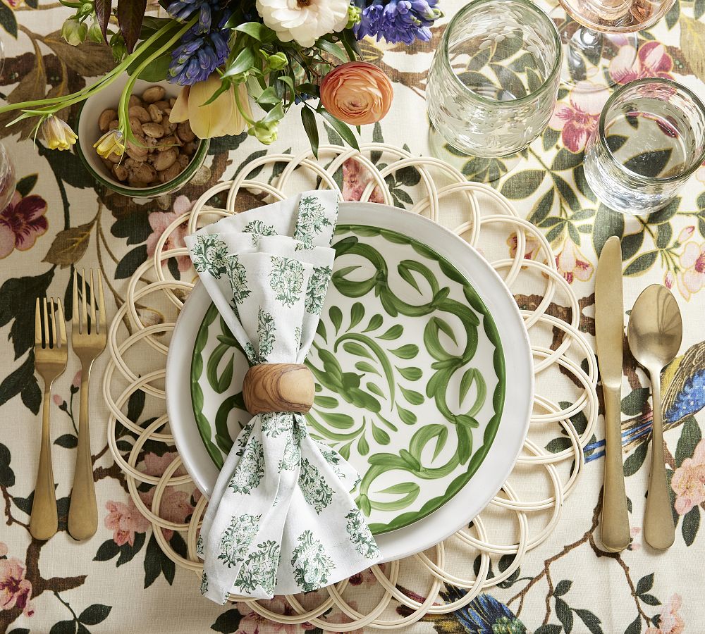 Sophia Floral Block Print Cotton Napkins - Set of 4