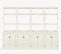 Logan Wall Bookcase with Doors, Alabaster, 96"L x 75"H